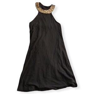 Black Beaded Halter Top Dress